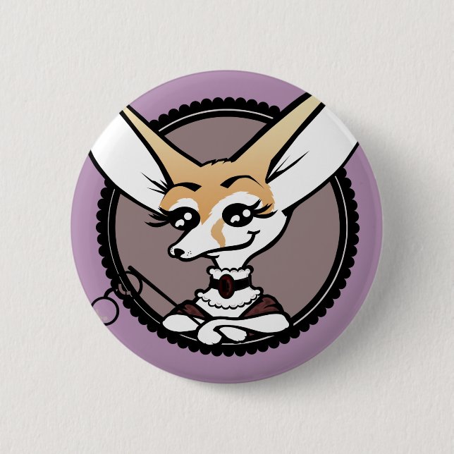 BÓTON REDONDO 5.08CM BOTÃO DE FOX DE FENNEC FENNEC DE ESTILO DE VINTAGE (Frente)