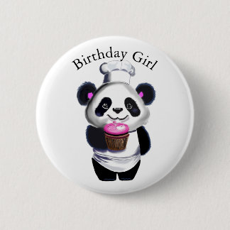 Bóton Redondo 5.08cm Botão de Garota de Aniversário do Urso Panda Bonit