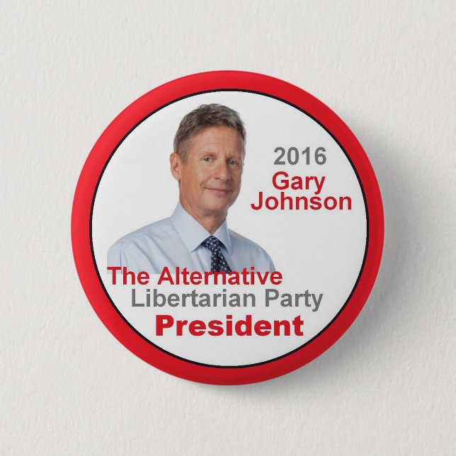 Bóton Redondo 5.08cm Botão de Gary JOHNSON 2016 (Frente)
