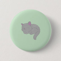 Botão de Gatinho Cinza Adormecido