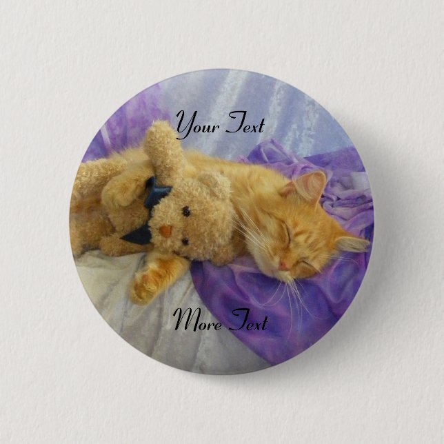 Bóton Redondo 5.08cm Botão de Gatinho de snoozing (Frente)