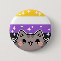 Botão de Gato do Sinalizador do Orgulho LGBT Não B