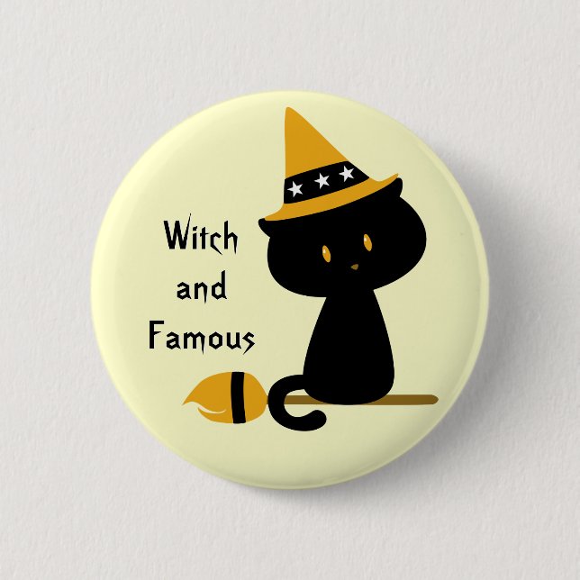 Bóton Redondo 5.08cm Botão de Gato Witchy (Frente)