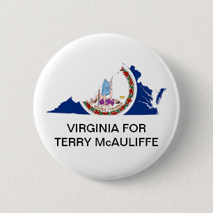 Bóton Redondo 5.08cm Botão de GOVERNADOR Virginia para TERRY McAULIFFE