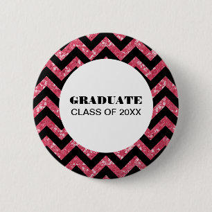 Bóton Redondo 5.08cm Botão de Graduação da Glitter do Cevão Rosa