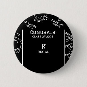 Bóton Redondo 5.08cm Botão de Graduação Personalizada Preto e Branco