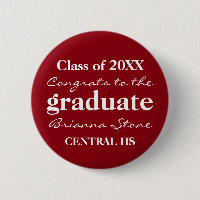 Botão de Graduação Red and White Classe de 2017