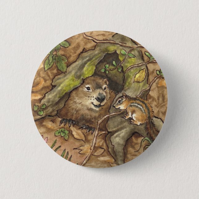 Bóton Redondo 5.08cm Botão de Groundhog (Frente)