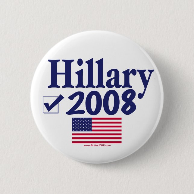 Bóton Redondo 5.08cm Botão de Hillary 2008 (Frente)
