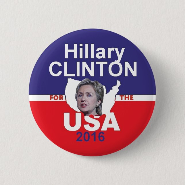 Bóton Redondo 5.08cm Botão de Hillary 2016 (Frente)