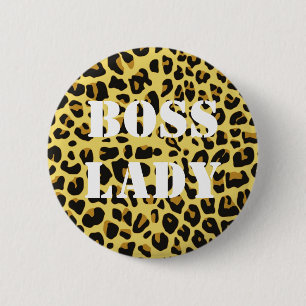 Bóton Redondo 5.08cm Botão de Impressão de Leopardo Dama Chefe