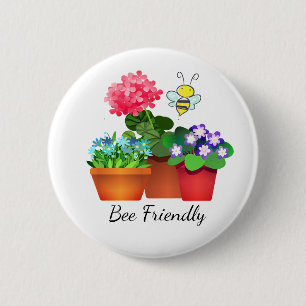 Bóton Redondo 5.08cm Botão de Jardim de Flores Em Vaso Amigável às Abel