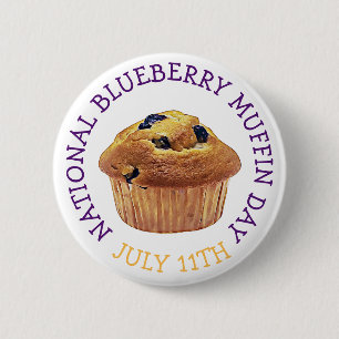 Bóton Redondo 5.08cm Botão de julho do Dia Nacional do Muffin do Blueb