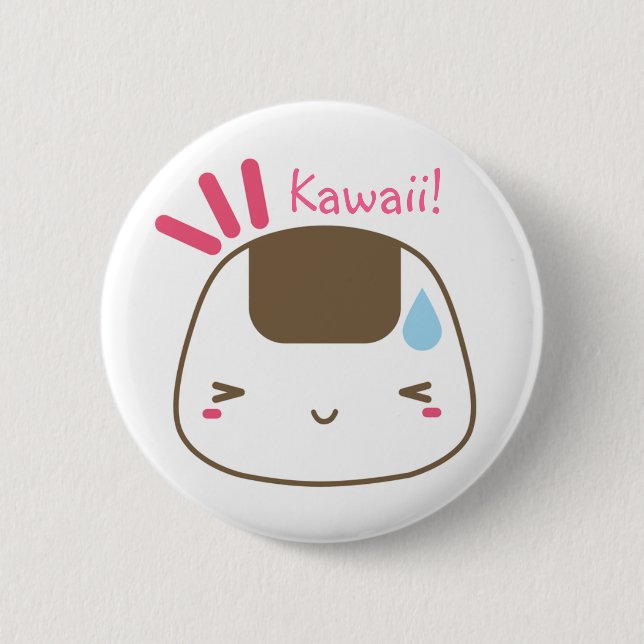 Bóton Redondo 5.08cm Botão de Kawaii Onigiri (Frente)