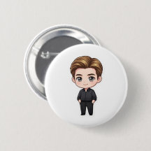 Botão de Lapela do Galã de Drama Coreano Elegante