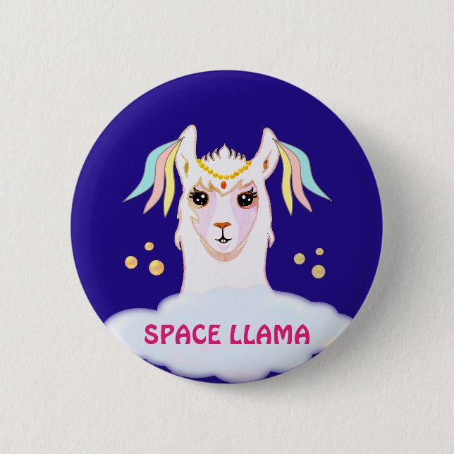 Bóton Redondo 5.08cm Botão de Llama Espacial (Frente)
