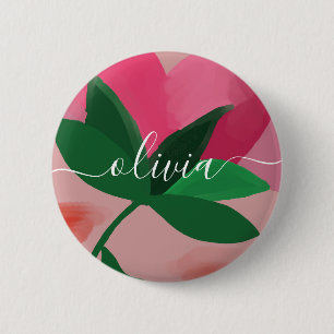 Bóton Redondo 5.08cm Botão de mochila de nome personalizado floral boni