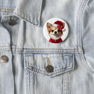 Bóton Redondo 5.08cm Botão de Moda de Natal dos Papais noeis Chihuahua