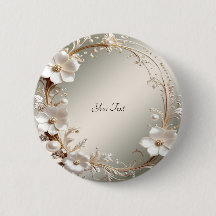 Botão de Moldura Floral Branca Ornamentada
