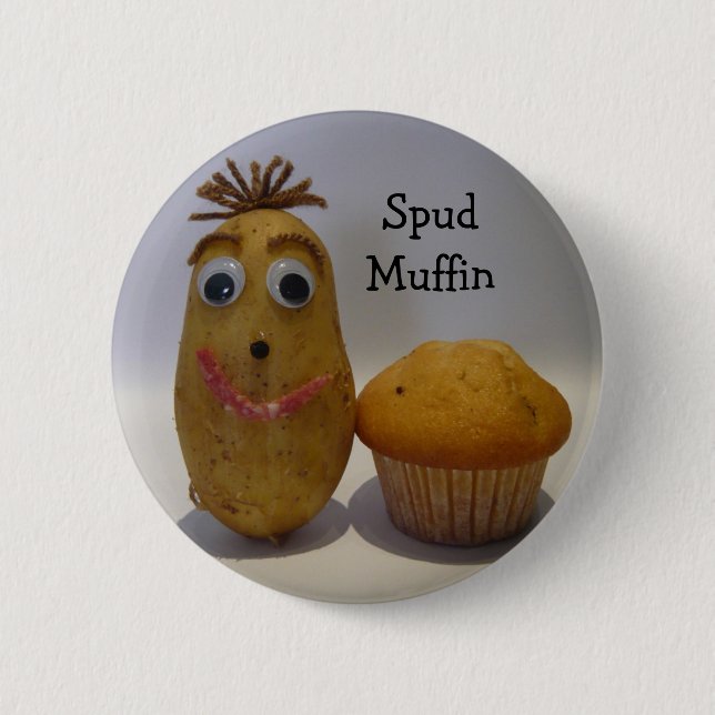 Bóton Redondo 5.08cm Botão de Muffin de Batata Boba (Frente)