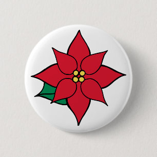 Bóton Redondo 5.08cm Botão de Natal de Poinsettia