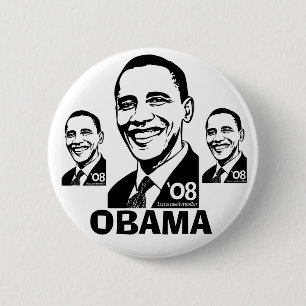 Bóton Redondo 5.08cm Botão de Obama '08