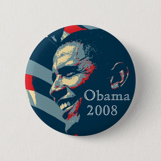 Bóton Redondo 5.08cm Botão de Obama 2008 (Frente)
