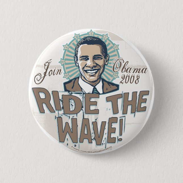 Bóton Redondo 5.08cm Botão de Obama da onda (Frente)