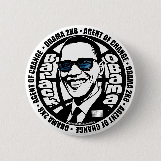 Bóton Redondo 5.08cm Botão de Obama do agente secreto (Frente)