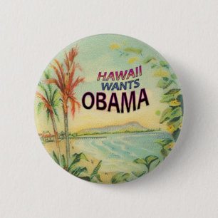 Bóton Redondo 5.08cm Botão de Obama Havaí