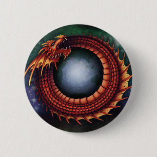 Bóton Redondo 5.08cm Botão de Ouroboros