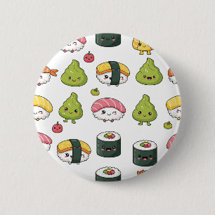 Bóton Redondo 5.08cm Botão de Padrão de Sushi Kawaii Fofo Prendedor d