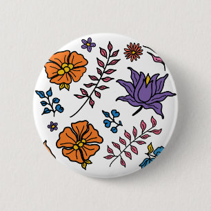 Bóton Redondo 5.08cm Botão de Padrão Floral