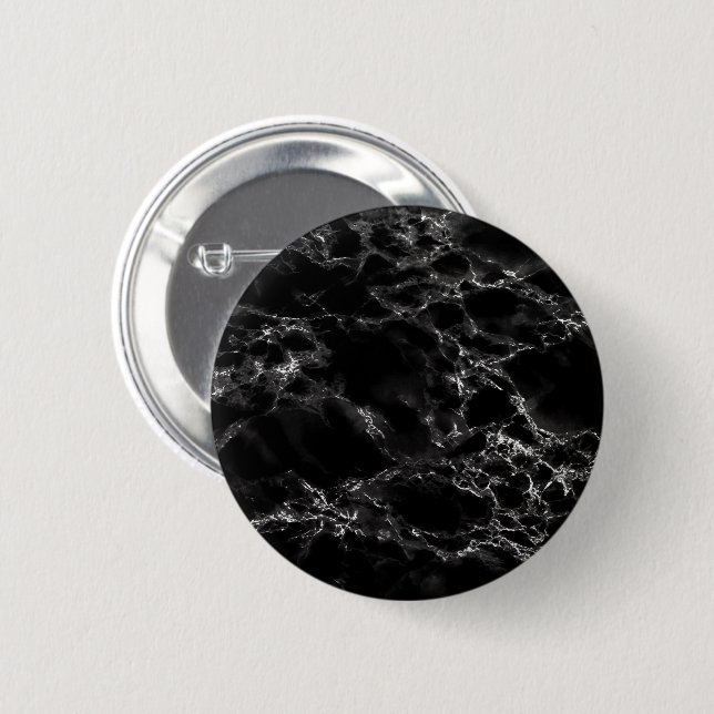 Bóton Redondo 5.08cm Botão de Pedra Marble Preto (Frente & Verso)