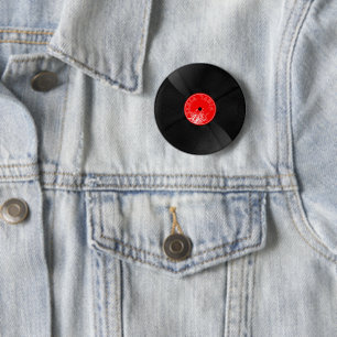 Bóton Redondo 5.08cm Botão de Perno de Disco de Vinil Realista