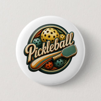 Bóton Redondo 5.08cm Botão de Pickleball Retro presente vintage