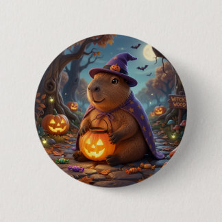 Bóton Redondo 5.08cm Botão de Pin Capivara de Bruxa Fofa para o Hallowe