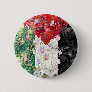Bóton Redondo 5.08cm Botão de Pin com a Bandeira da Palestina Floral | 