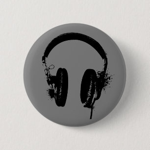 Bóton Redondo 5.08cm Botão de Pin de Arte Gráfica Estêncil Preto para F
