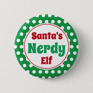 Bóton Redondo 5.08cm Botão de Pin do Papai Noel Engraçado e Nerd Natal