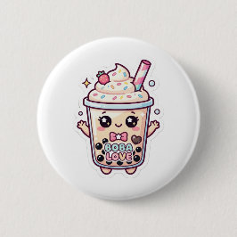 Bóton Redondo 5.08cm botão de pino de boba bubble tea kawaii fofo