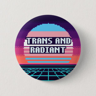 Bóton Redondo 5.08cm Botão de Pixel Orgulho Trans e Radiante