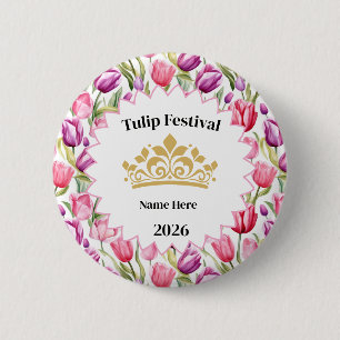 Bóton Redondo 5.08cm Botão de Prendedor da Realeza do Festival de Tulip