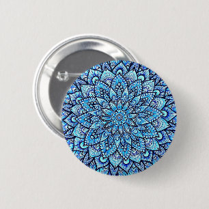 Bóton Redondo 5.08cm Botão de Prendedor de Design de Mandala Desenhado