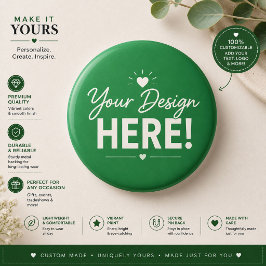 Bóton Redondo 5.08cm Botão de Presente Personalizado Verde Minimalista