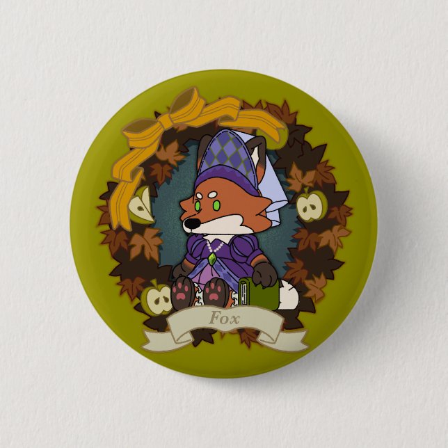 Bóton Redondo 5.08cm Botão de Raposa (Frente)