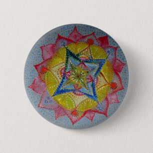Bóton Redondo 5.08cm Botão De Redonda De Mandala Pintado Por Estrelas