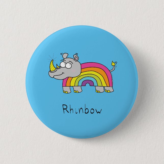 Bóton Redondo 5.08cm Botão de Rhinbow Rhino Arco-íris (Frente)