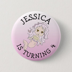 Bóton Redondo 5.08cm Botão de Sereia Rosa-Rosa Personalizada