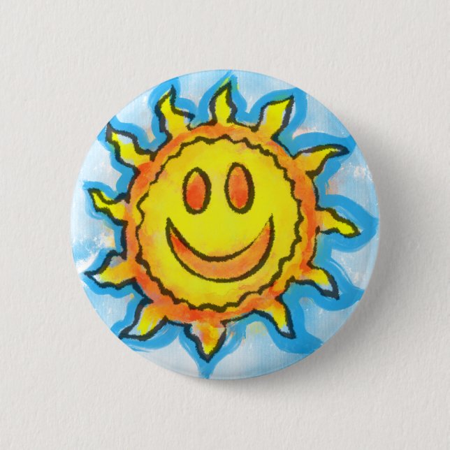 Bóton Redondo 5.08cm Botão de Sorriso do Sol de Verão (Frente)